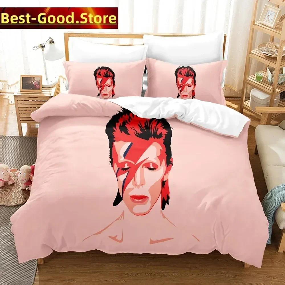 David Bovie Bettwäsche-Set Bedrucktes Bettwäsche-Set Mit Kissenbezug Bettdeckenbezug Weich Einzelbett Doppelbett Queen Super King Size Bettwäsche EU Single(135*200cm)3pcs