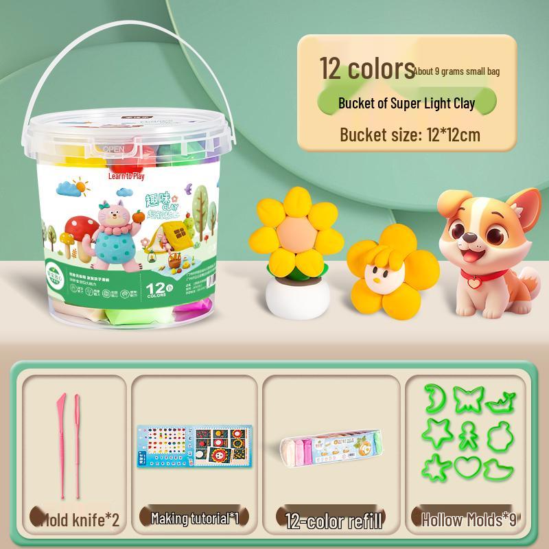 24-Color Light Clay DIY Set: Includes Tools, Molds, and Materials for Kids.