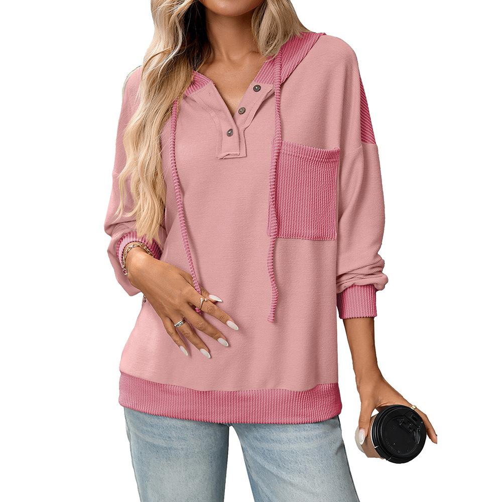 Pullover Women's Clothing 2025 Autumn Winter New Style Women's Contrasting Color Twisted Hooded Sweatshirt Casual Versatile Top