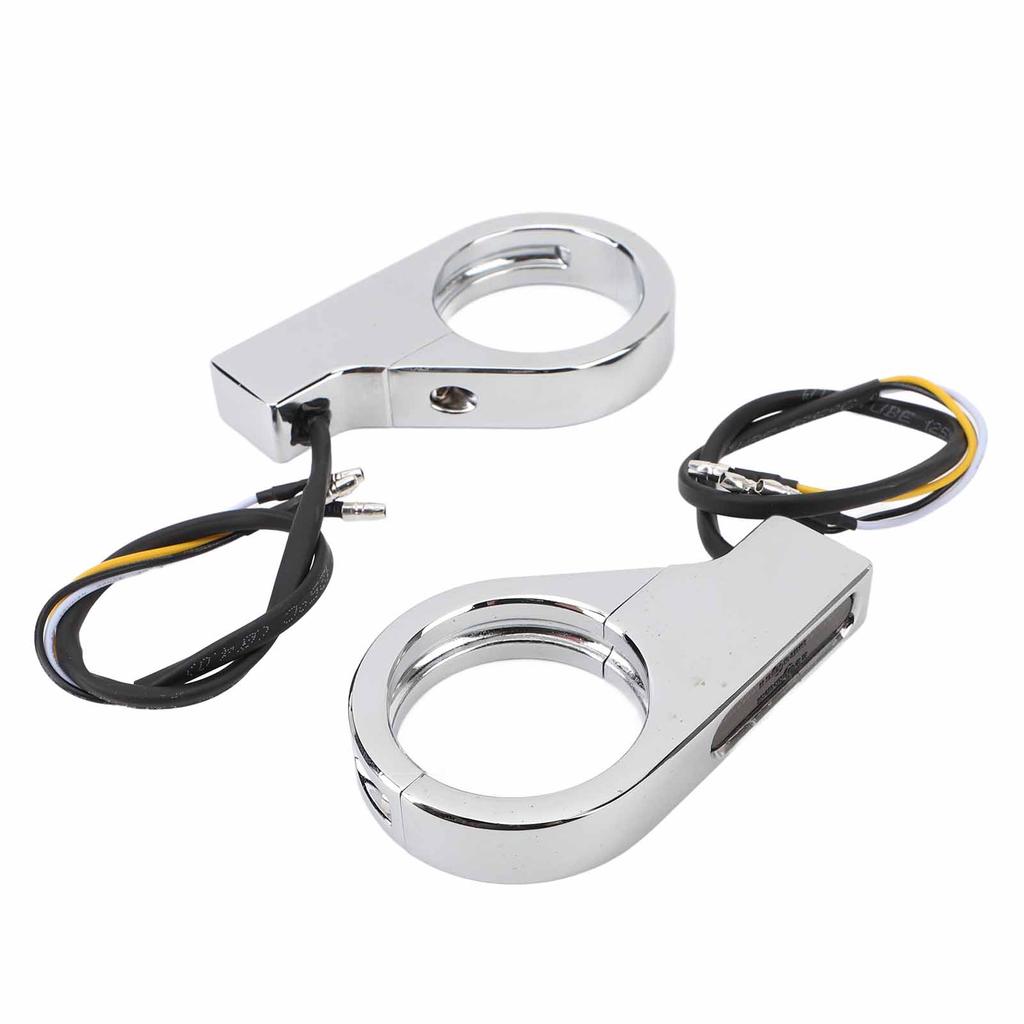 Front Fork LED Turn Signals Amber Indicators White Daytime Running Lights 39 to 41MM Fork for ATV