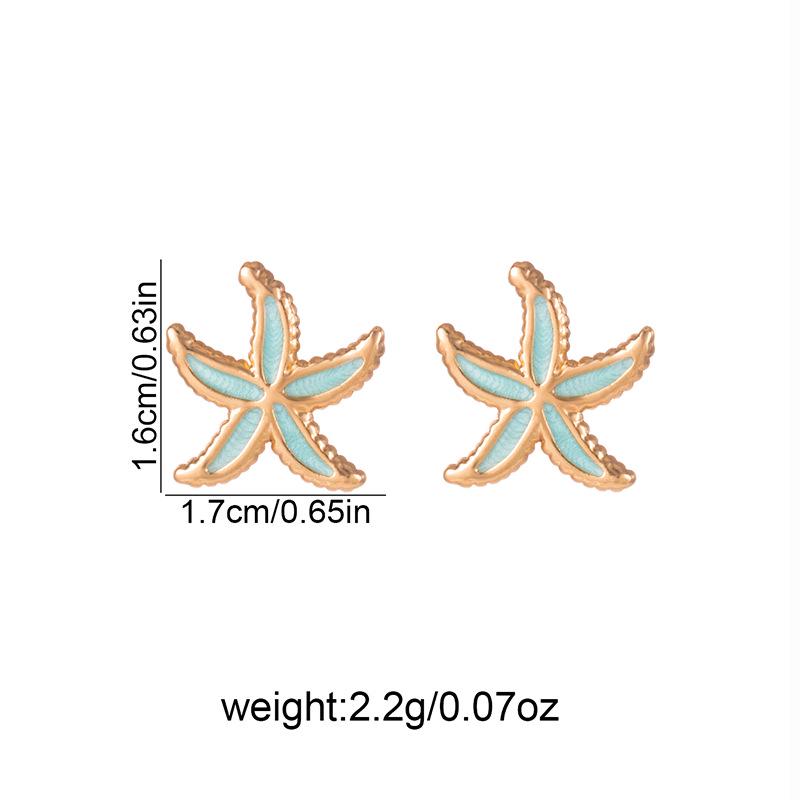 Starfish Enamel Titanium Steel Stud Earrings - Beach Ocean Style for Women, European-Inspired Stainless Steel Ear Ornaments