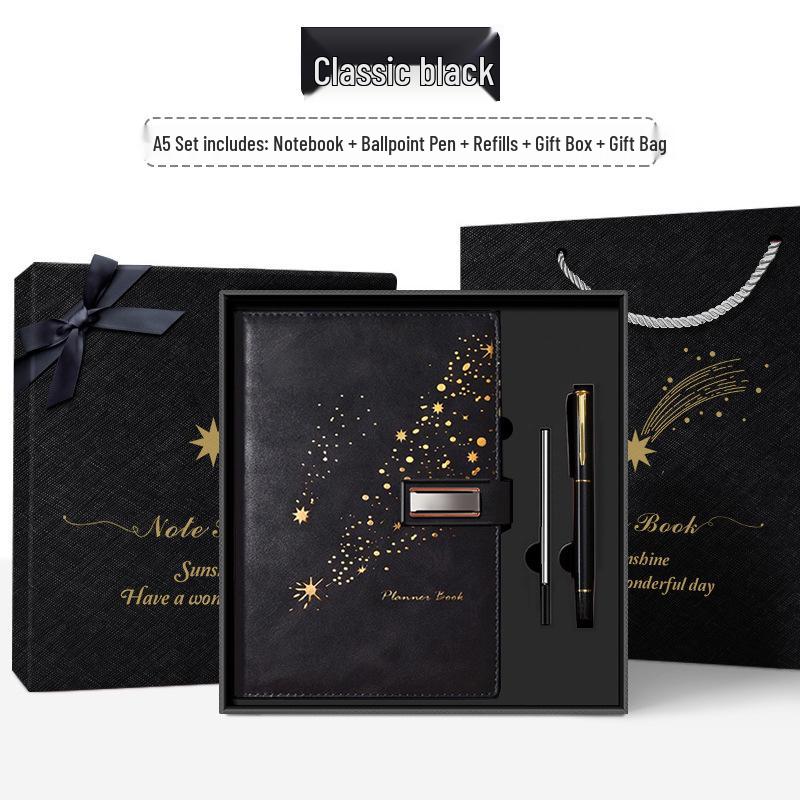 Set de regalo de cuaderno Star Double Line 2026: Libro de registro de reuniones de negocios y oficina de mayor grosor