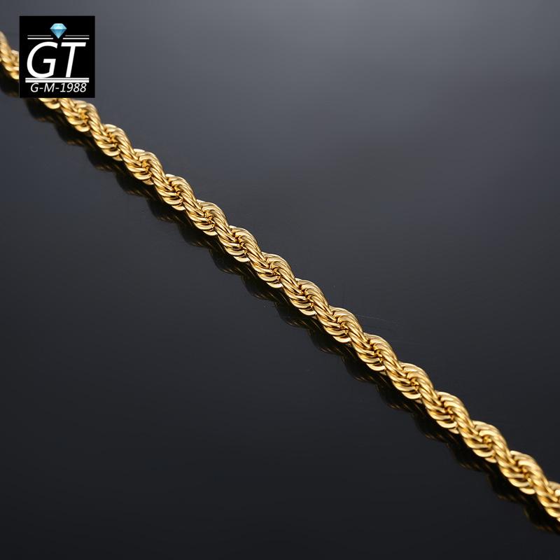  18K Gold Plated Wave Twist Chain Necklace Fashionable and Trendy for Couples 4mm Round Elements Electroplated Metal
