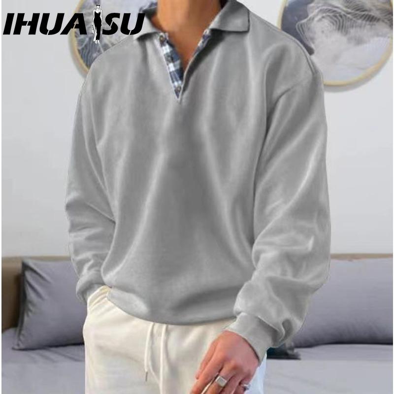 

IHUASU Футболка из хлопка с длинным рукавом, мужская модная свободная рубашка с принтом, сострадательная рубашка XXXXXL светло-серый