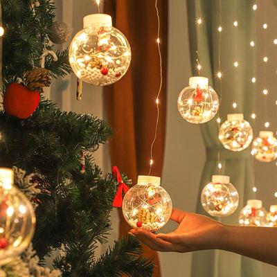 LED-Weihnachtsvorhang & Baumschmuck: Fenster-, Schlafzimmer-, Einkaufszentrums-Dekorleuchten mit Wunschkugel
