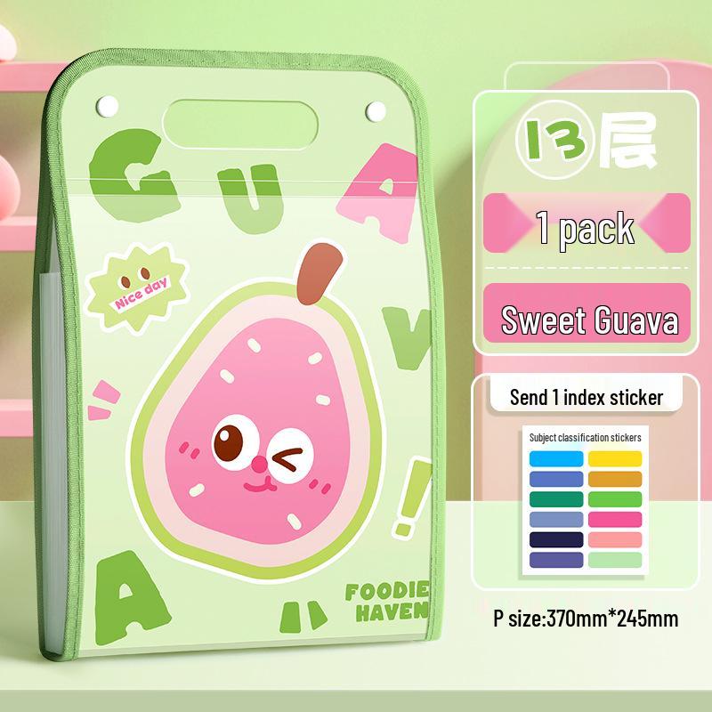 A4 Vertical Accordion Bag - Large Capacity Student Test Paper Organizer with Cartoon Design