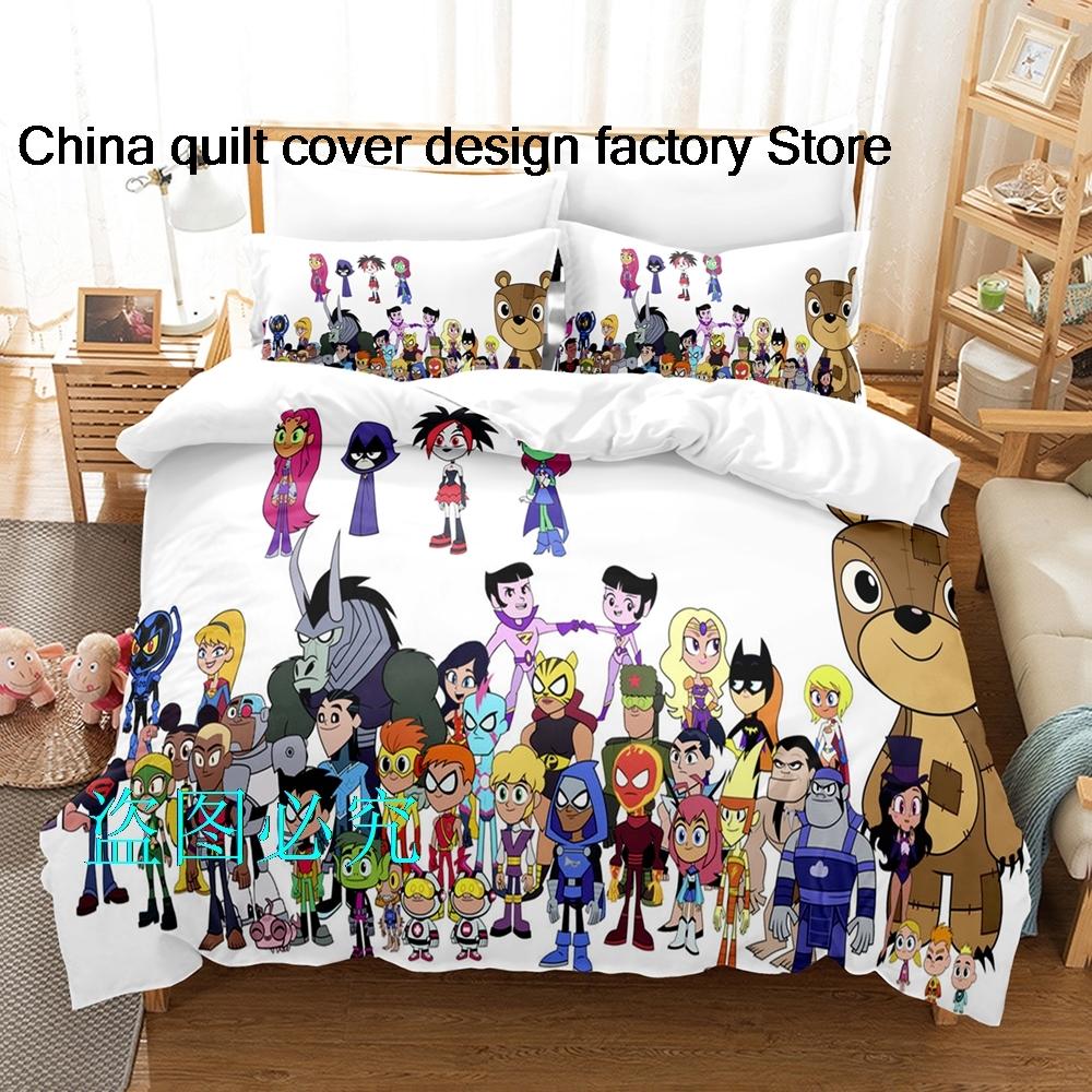Teen Titans Go Bedding Set Single Twin Full Queen King Size Bed Set Adult Kid Bedroom Duvetcover Sets Anime Teen Titans Go 135x200cm