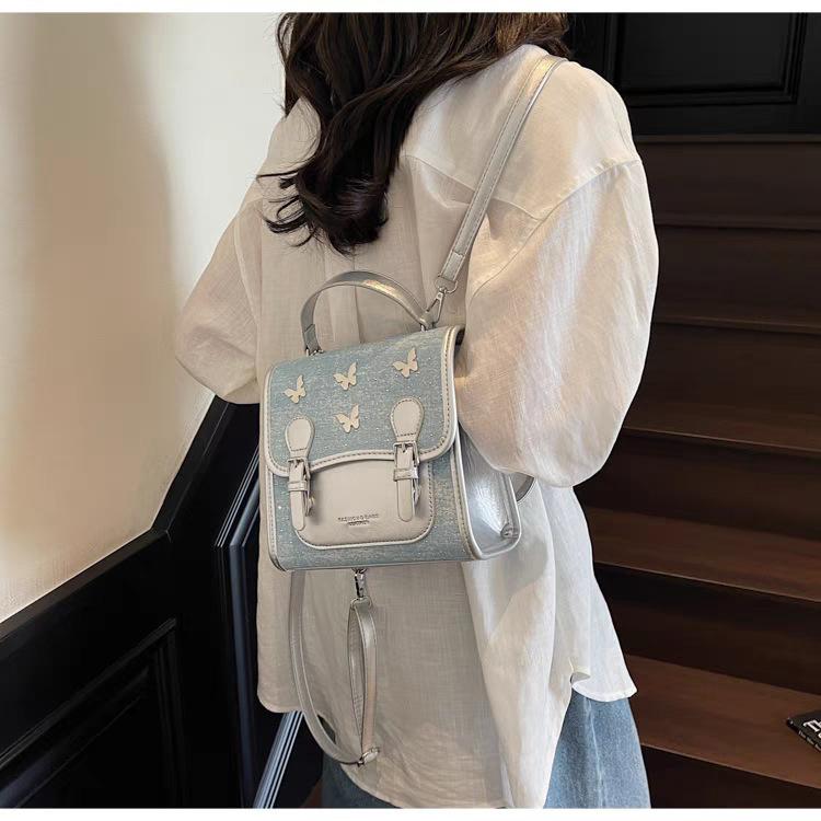 Рюкзаки Женские Модные Нишевый Дизайн Повседневные Корейские Школьные Сумки Высококачественные Легкий Дорожный Рюкзак 21x8x19 небесно-голубой 3650₽