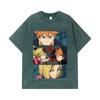 275 GSM Gewaschene T-Shirts 100% Baumwolle Haikyu V9 Mülltonnen-Schlacht Druck Unisex Schweres Baumwoll-T-Shirt