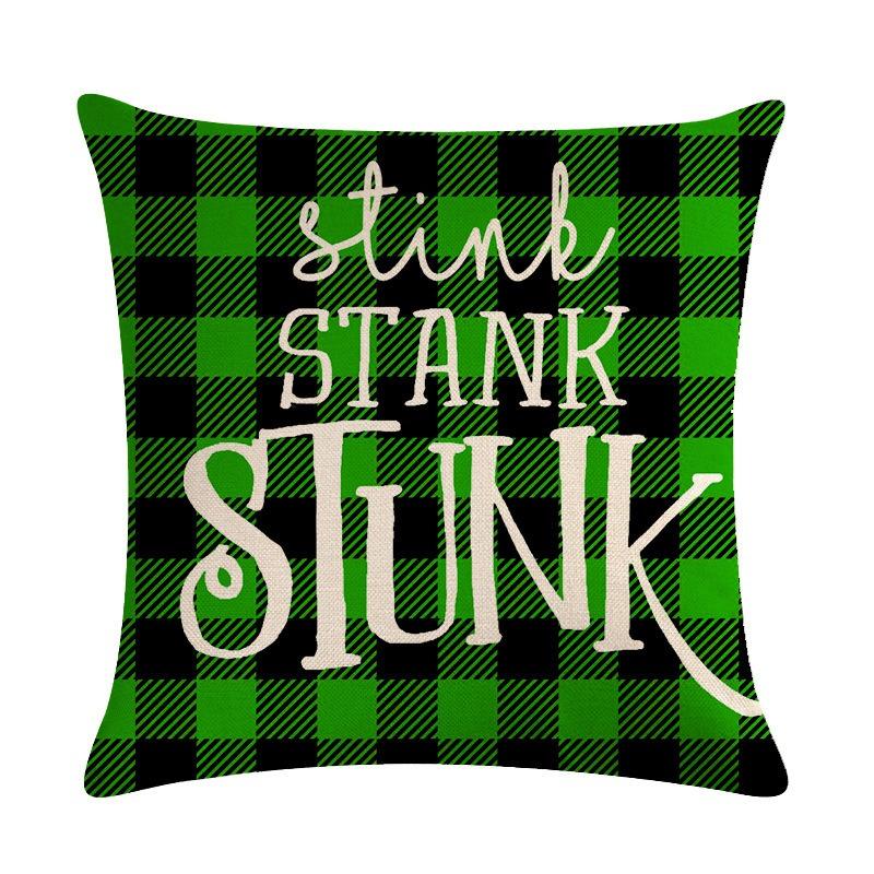Green-haired Monster Pillow Cover Linen Christmas Pillow Cover Living Room Sofa Lumbar Cushion Cover