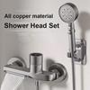 Brass Shower Set Complete Kit - Hot/Cold Mixer Valve, Wall Bracket, Hose & High-Pressure Shower Heda