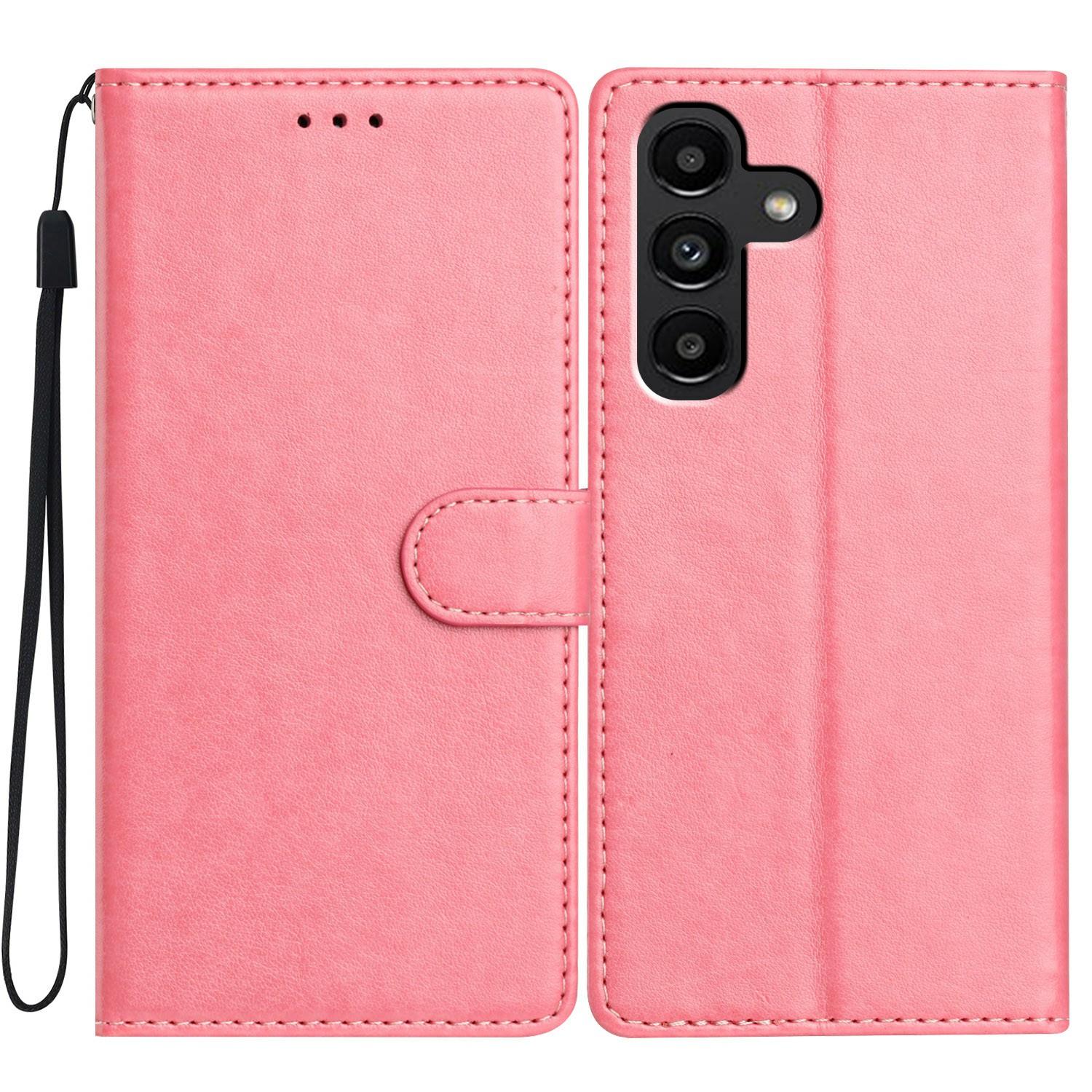 

For Samsung Galaxy A04s 5G Leather Phone Case Wallet Stand Cover with Handy Strap Pink