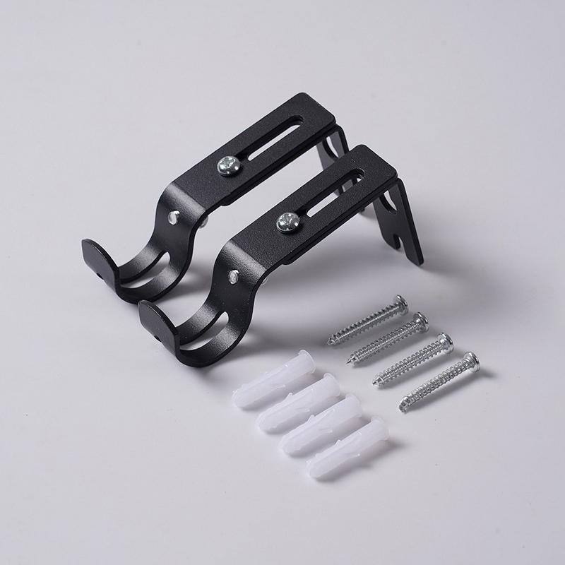 2pc Wall-mounted Curtain Rod Support Extendable Metal Roman Pole Bracket Universal Adjustable Hanging Hook For Bedroom Dormitory