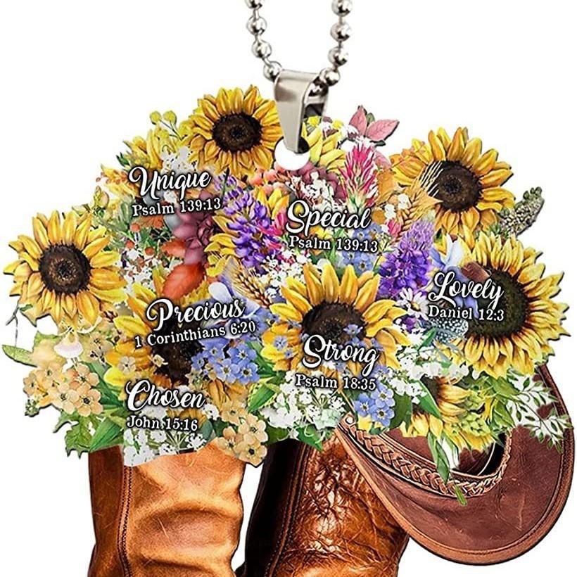 Wild West Floral Gift For Horse Lovers Vintage Cowboy Car Decoration Hanging Ornament