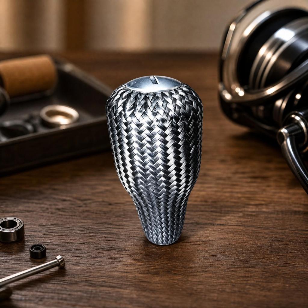 Braided Carbon Fiber Reel Handle Knob Smooth Rotation Teardrop Fishing with Bearing