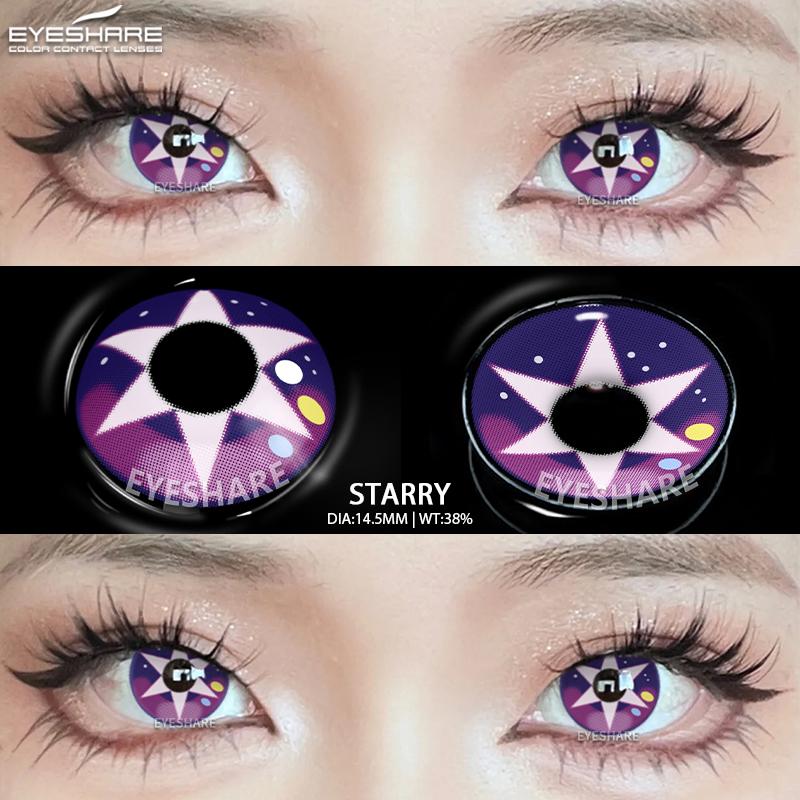Eyeshare 1 Paar Halloween Farbige Kontaktlinsen für Augen Cosplay Linsen Anime Kosmetik Make-Up Lila Farbige Linsen Rote Augen