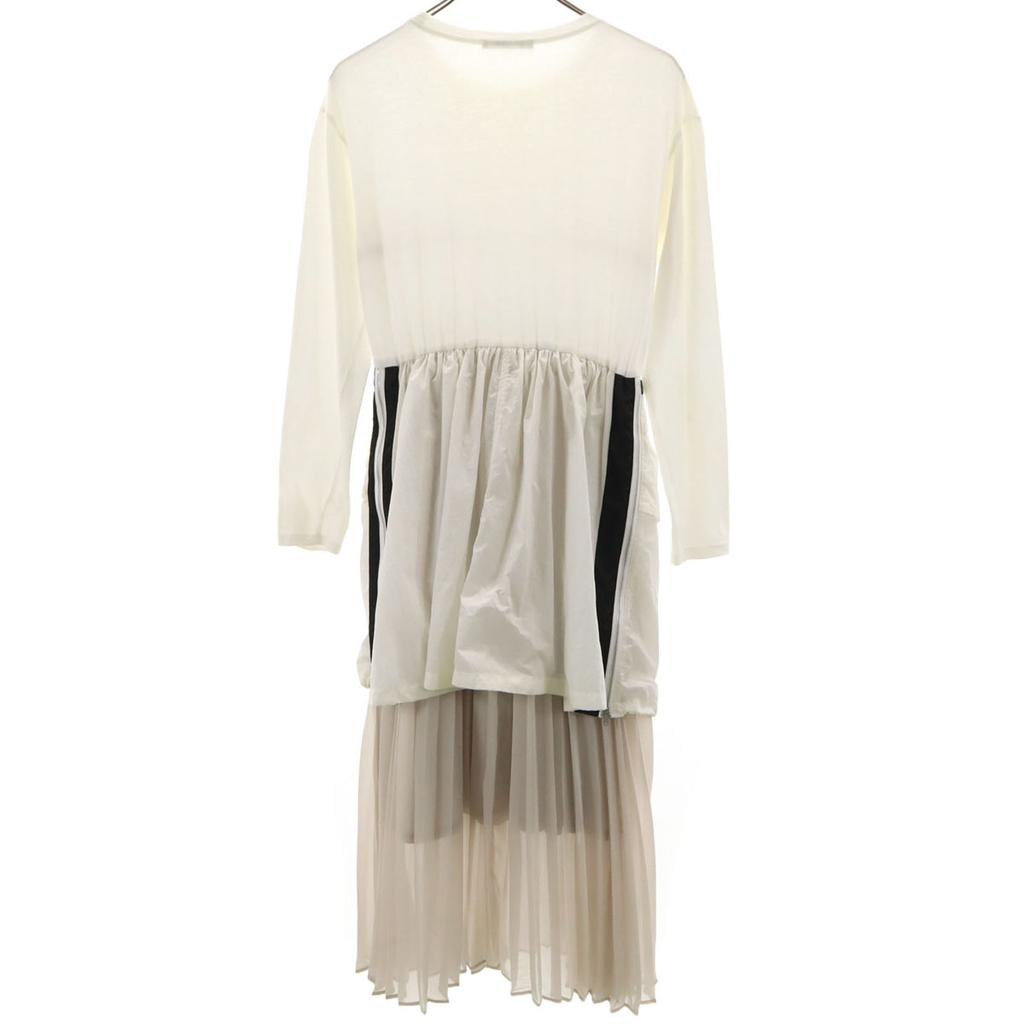 SNIDEL Long sleeve Sporty Pleated combination Long dress F white Women Used