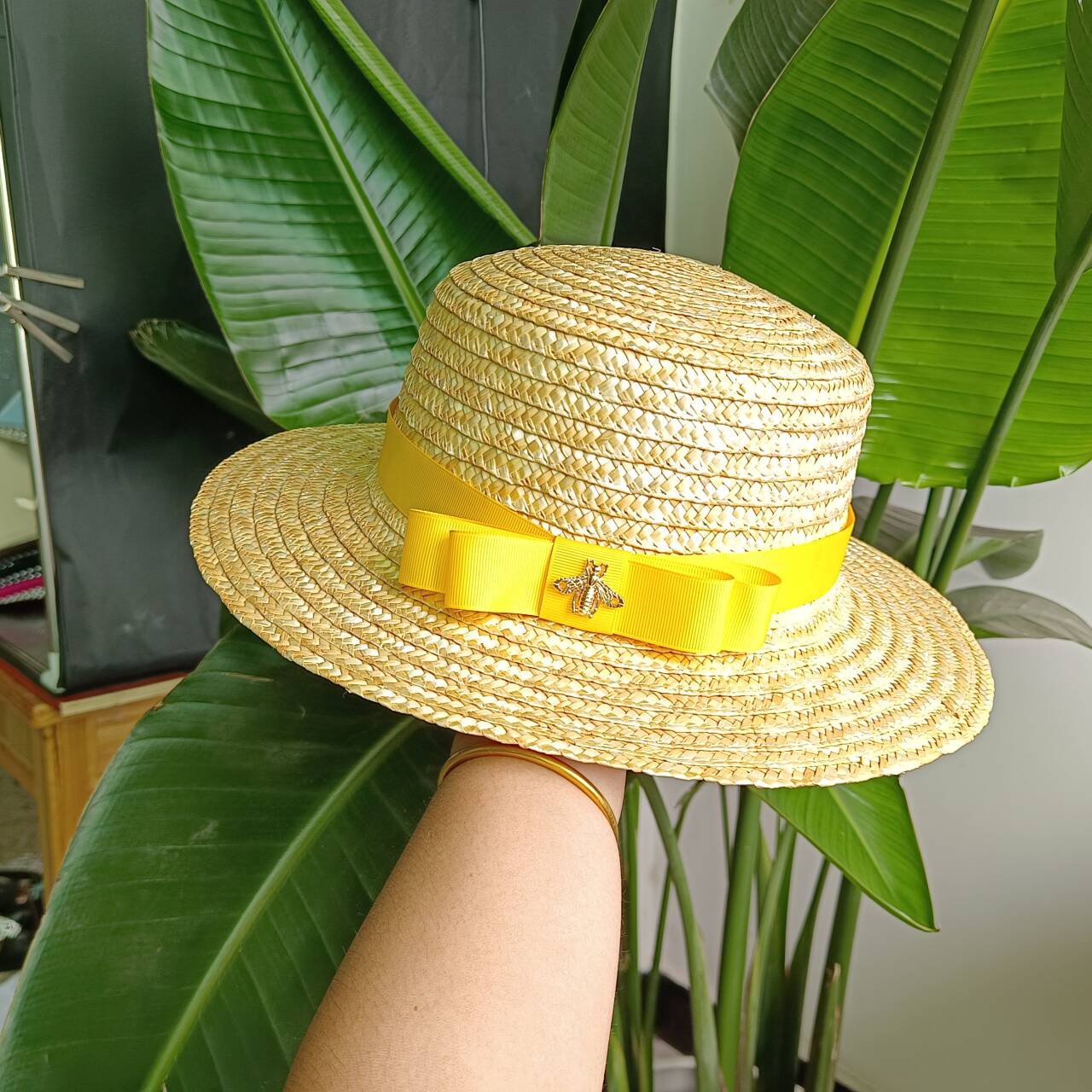 Lafite 2023 Summer hat Women s summer beach sun protection straw hat Men s English jazz hat sale M55-58cm