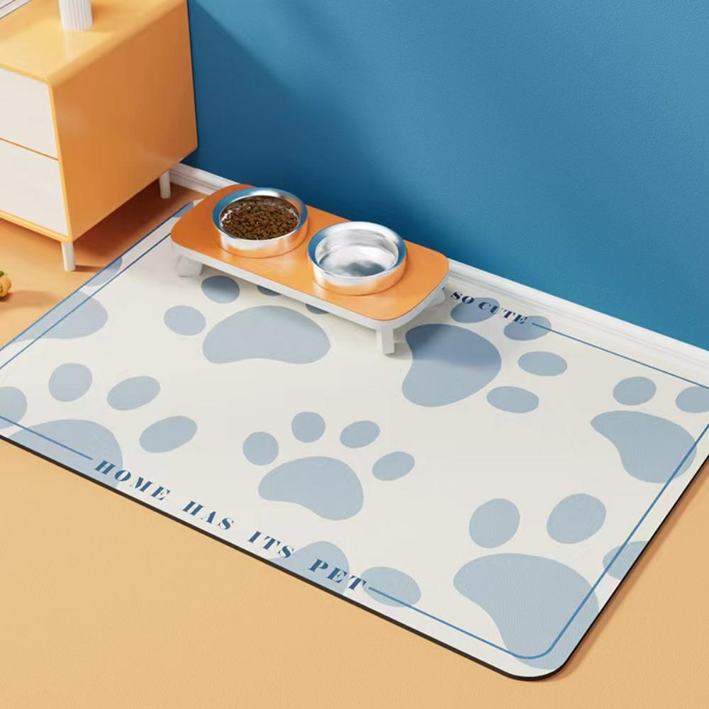 Cute Dog PAWS Feeding Pad Absorbent NonSlip Quick Dry Dog Bowl Mat for Messy Food Water Spills Durable Families with Pets Gifts