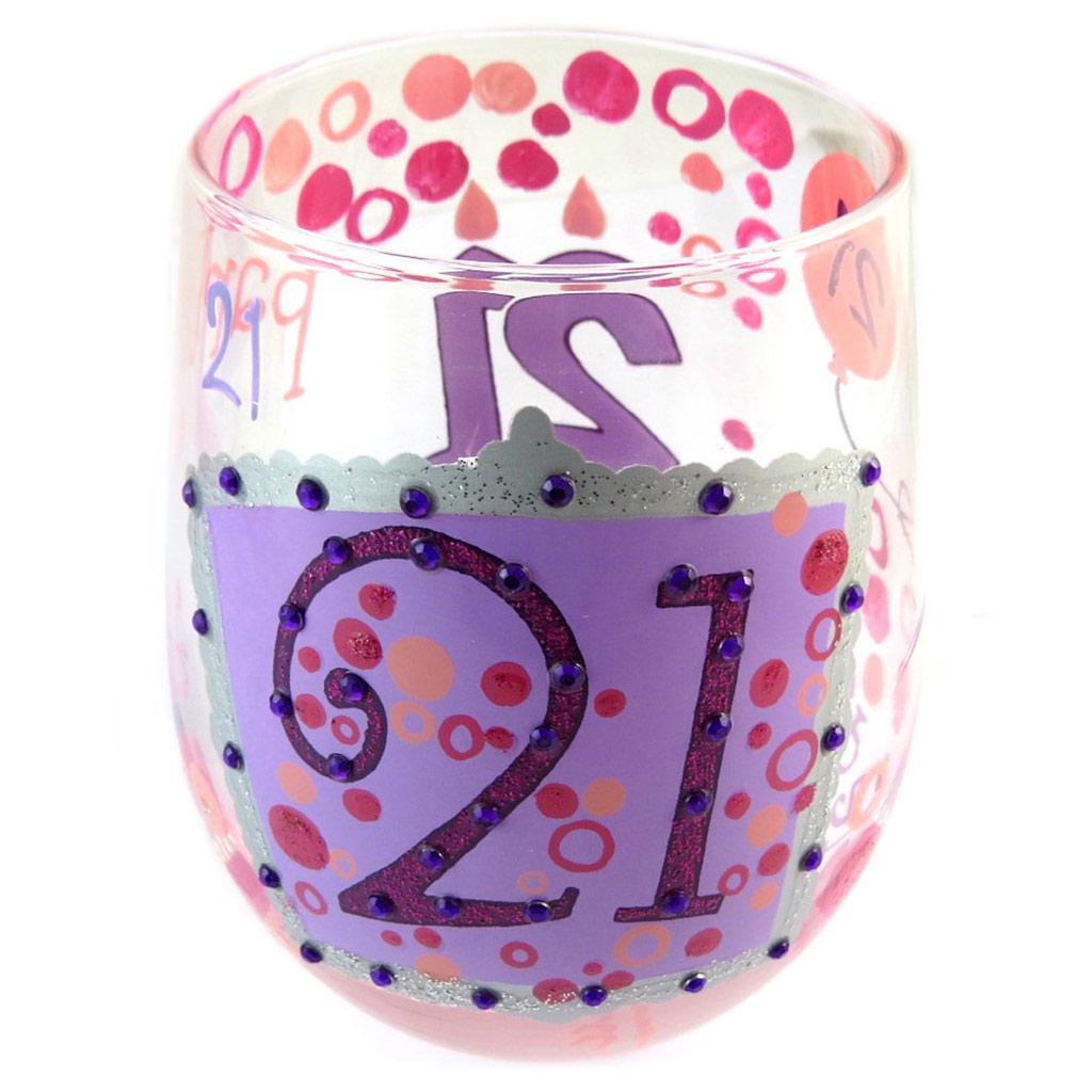 Les Trésors De Lily [P1363] - Designer-Weinglas '21' rosa (Stielloses Weinglas) - 10 cm