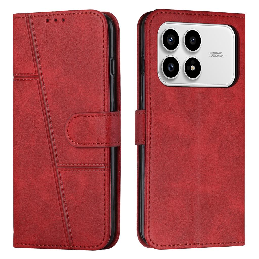 Leather Phone Case For Xiaomi Poco F8 Pro Foldable Stand Wallet Flip Cover with Strap