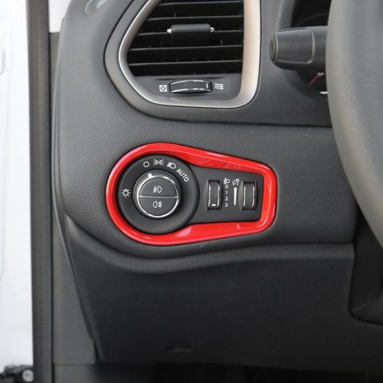 Inner Headlight Switch Button Frame Trim for Jeep Renegade 2016+ Red Accessories