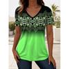 Summer Women's T Shirt Ombre Graphic Geometric Vintage Stylish Casual Short Sleeve V Neck Regular Tops Daily Printed Tees