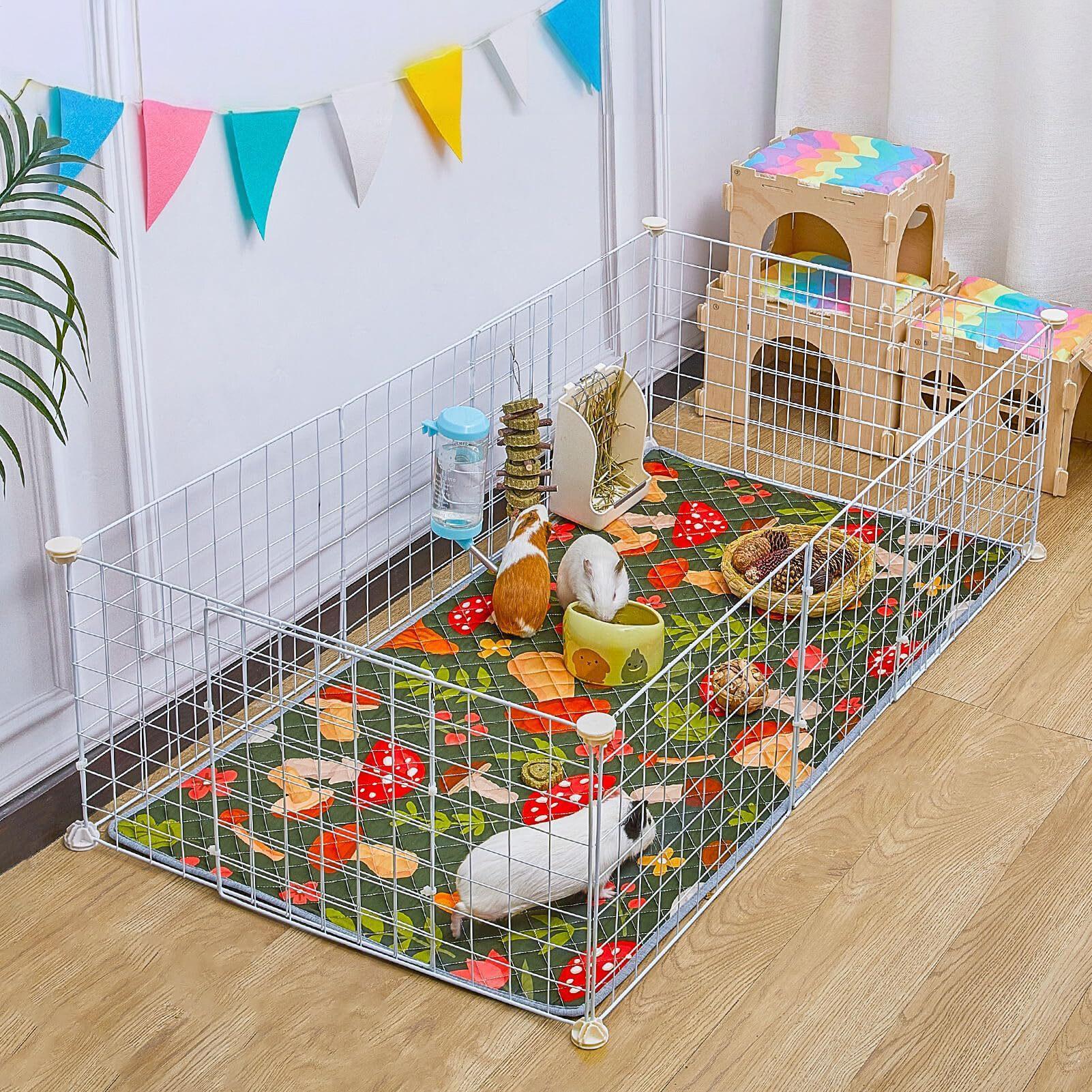 Bunny Cage Liner Washable Absorbent Mat Pee Pads For Small Animal Habitat Bunny Hamster Hedgehog Chinchilla Enclosure Pet Area