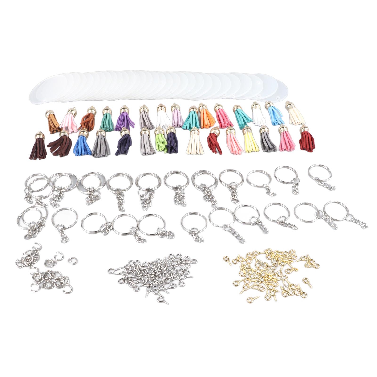 Набор акриловых брелоков 200 шт. 30 акриловых заготовок 30 цепочек для брелоков 30 кисточек для брелоков Набор для изготовления акриловых брелоков своими руками