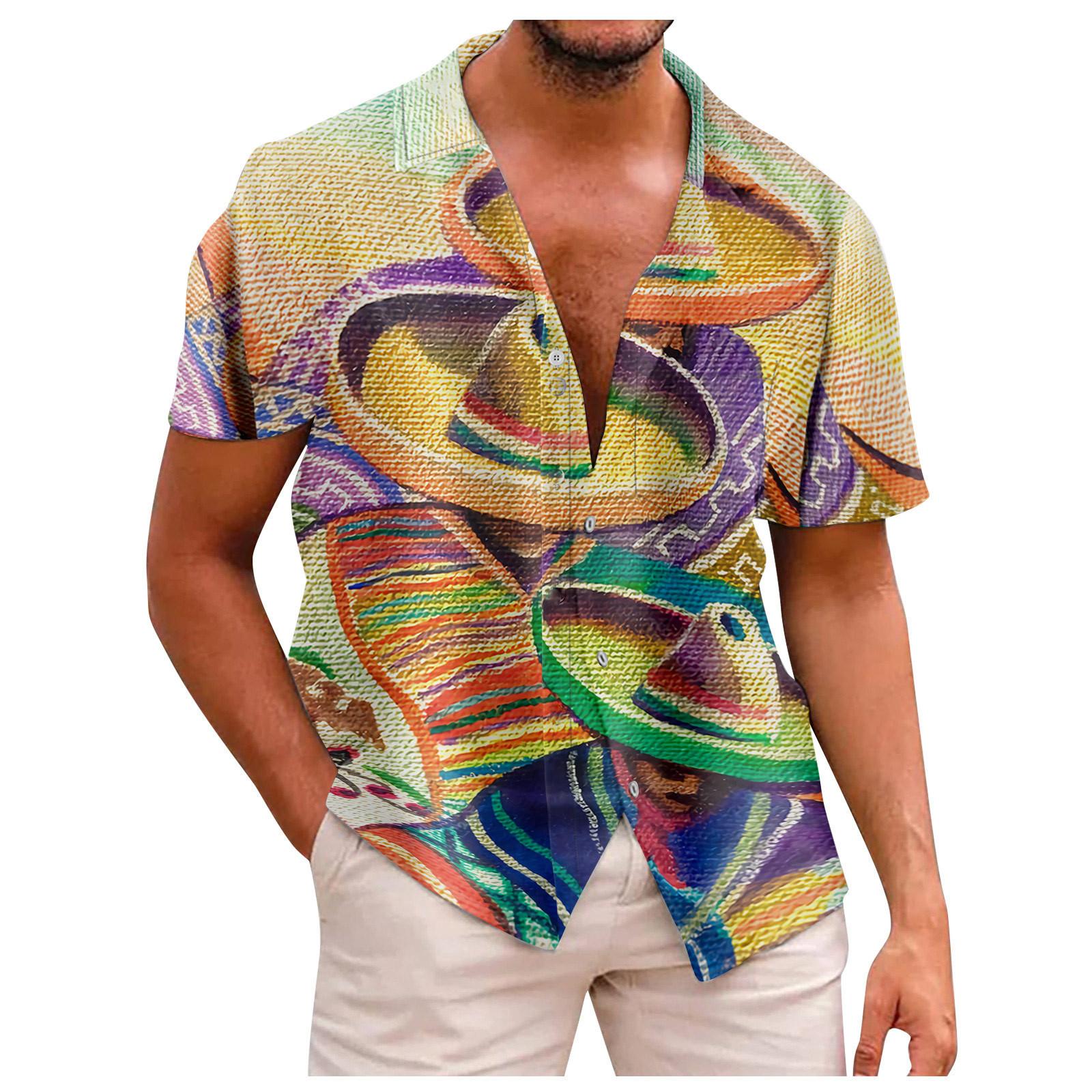 

Рубашка с коротким рукавом, мужская повседневная рубашка с коротким рукавом, свободная рубашка с карманом XL оранжевый