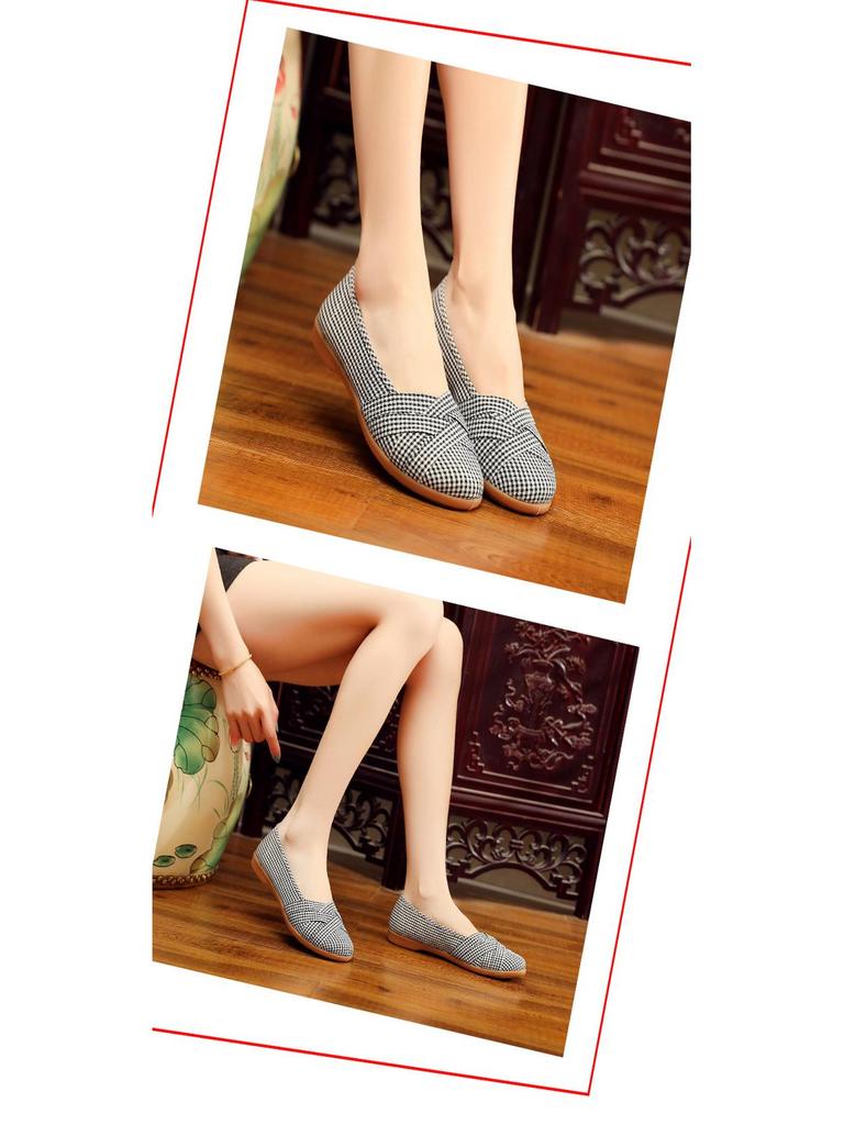 Women's Non-Slip Plaid Soft Sole Loafers – Ideal for Middle-Aged and Elderly