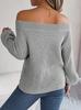 Real Shot 2025 Autumn/Winter Off-Shoulder Lantern Sleeve Sweater - Women's Solid Color Casual Wear