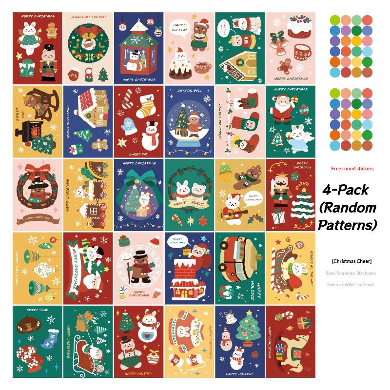 Christmas Greeting Card Vintage Santa Snowman Christmas Cards Holiday Greeting Cards For Friends 1/2/4/6/10 Design Randomly Sent