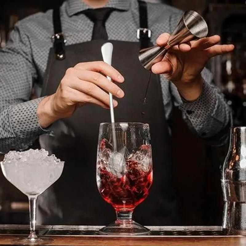Long Spoon Ice Tea Spoons Long Stainless Steel 7.87in Iced Teaspoon Home Bar Drink Stirrer Tableware Set For Ice Cream