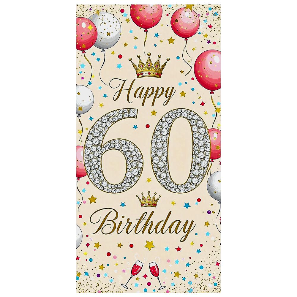 Party Decoration Festive Happy 60 Birthday Banner Glitter Birthday Banner Elegant Design Birthday Backdrop For Holiday