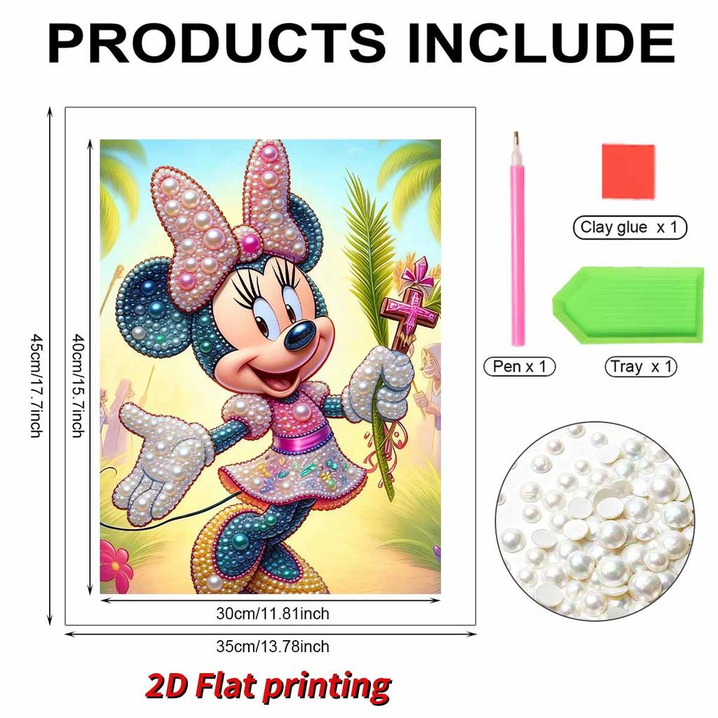 Disney Pearl Painting Minnie Easter Palm Cross Creative Art 5D Pearl Embroidery Cross Stitch Kit Handmade DIY Home and Room Decor Gift