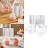 Individual Dessert Packages in Clear Plastic with Hinged Domed Covers and Fold-Over Fasteners for Takeout Display