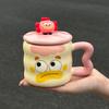 High Looking Cute Ceramic Cup with Lid Spoon for Girls Coffee Mug Large Capacity Water Cup Birthday Gift