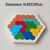 Hexagonal Shape Chess Puzzle - Seven Pieces, 11 Blocks Educational Wooden Toy for Kids