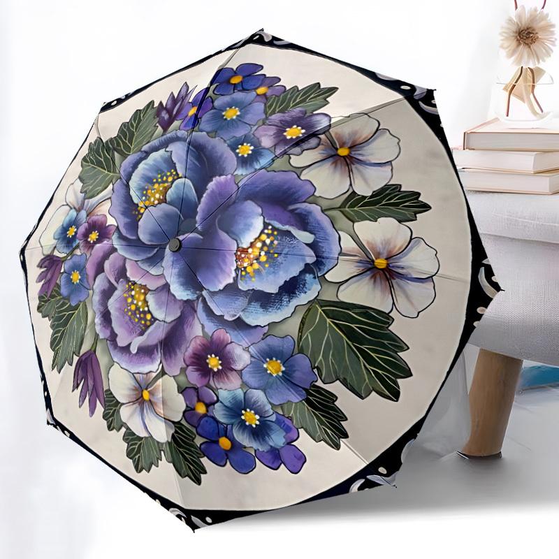 

1pc Floral Design Automatic Open/Close Umbrella - Compact Travel Umbrella, Gift for Birthday, Holiday yy260106027