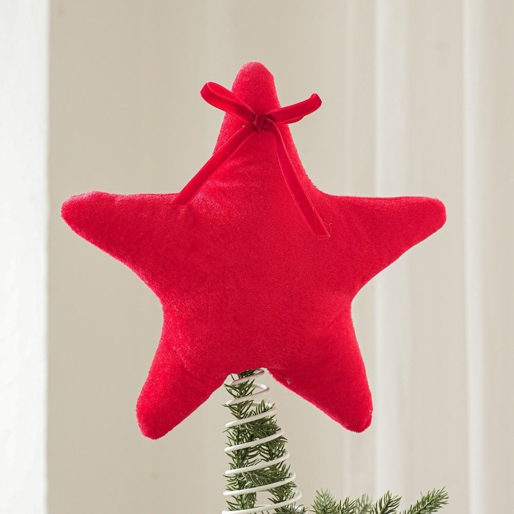 Cloth Christmas Tree Topper Star Five Pointed Xmas Top Star Ornament Holiday Gift