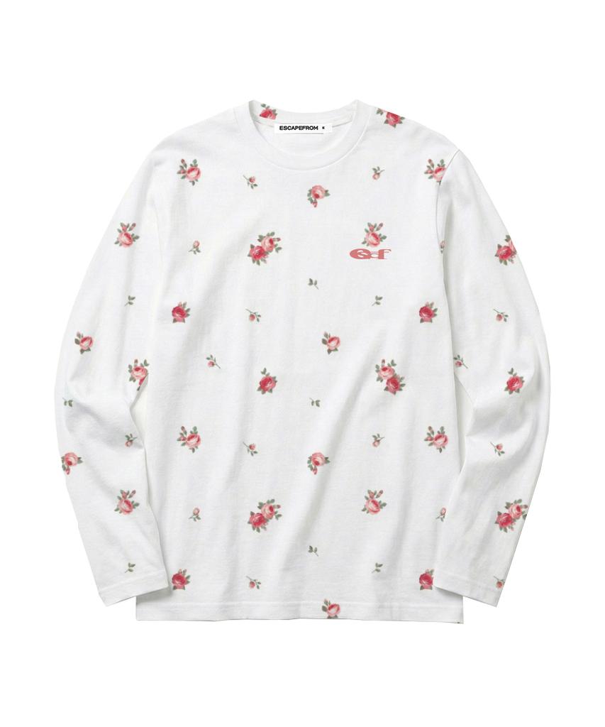 ESCAPEFROM Soft Rose Full Print Standard Fit Long Sleeve Ivory