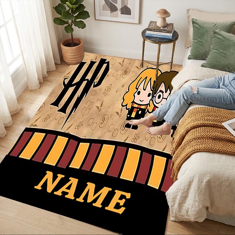 Custom Name Harry Potter Living Room Non-Slip Area Rug Soft Carpet for Bedroom Kids Playroom Sofa Office Home Decor Doormat