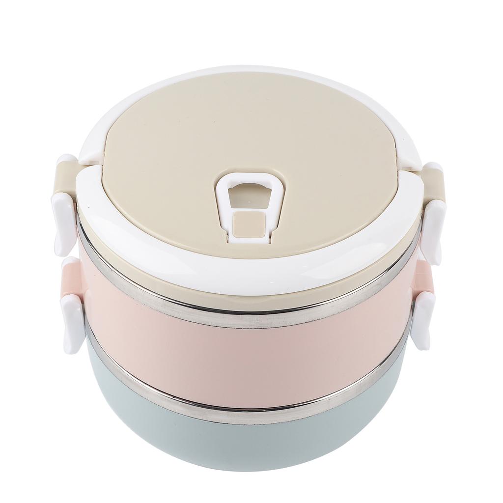 Tragbarer Lunchbox-Behälter aus Edelstahl, Bento-Box, Lebensmittelbehälter (2 Schichten 1400ml)