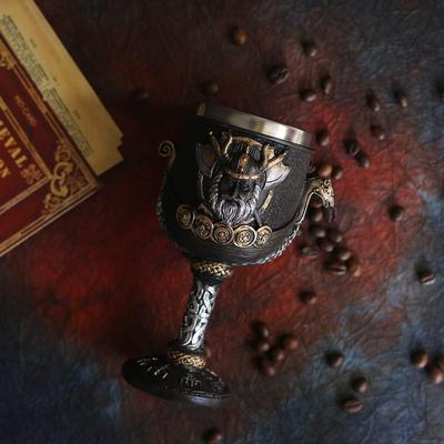 Norse Mythology Asgard Metal Cup Resin Strap Stainless Steel Liner Wine Goblet Boat Ceremony Teacup