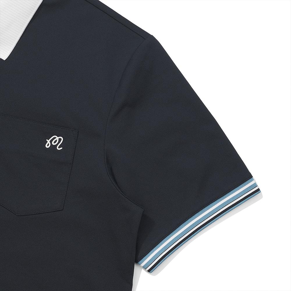 MALBON GOLF Color Block Polo Shirt Navy (Man)