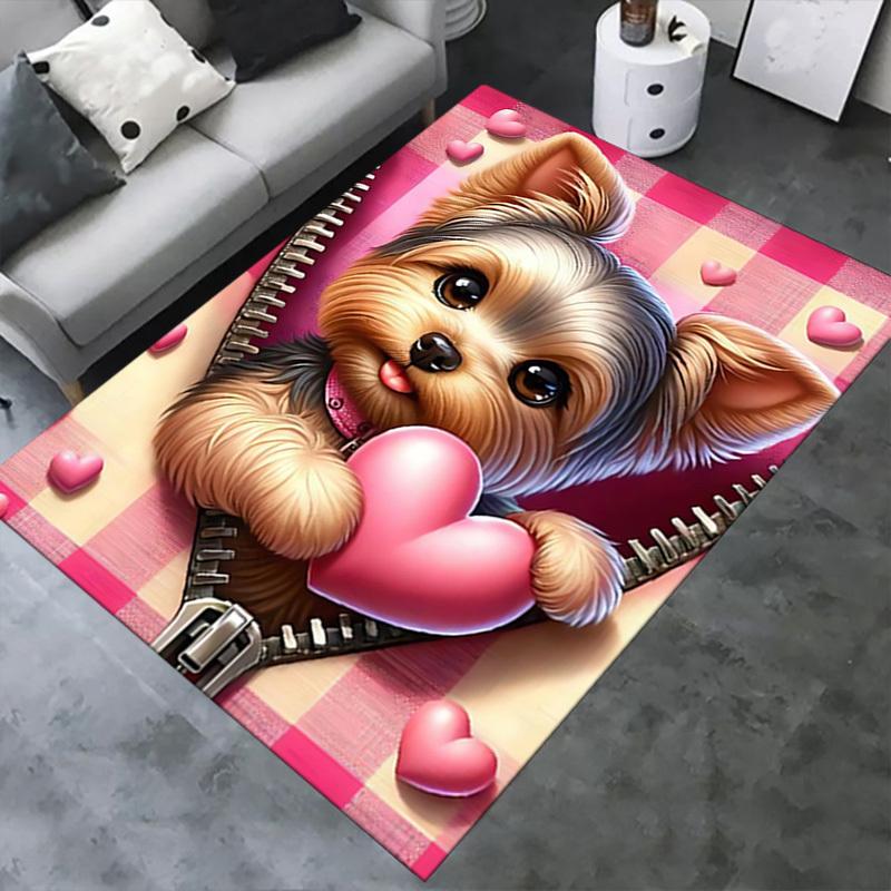 Office Carpet Cute Yorkshire Terrier with Heart Sofa Rug, Chair Mat Protection