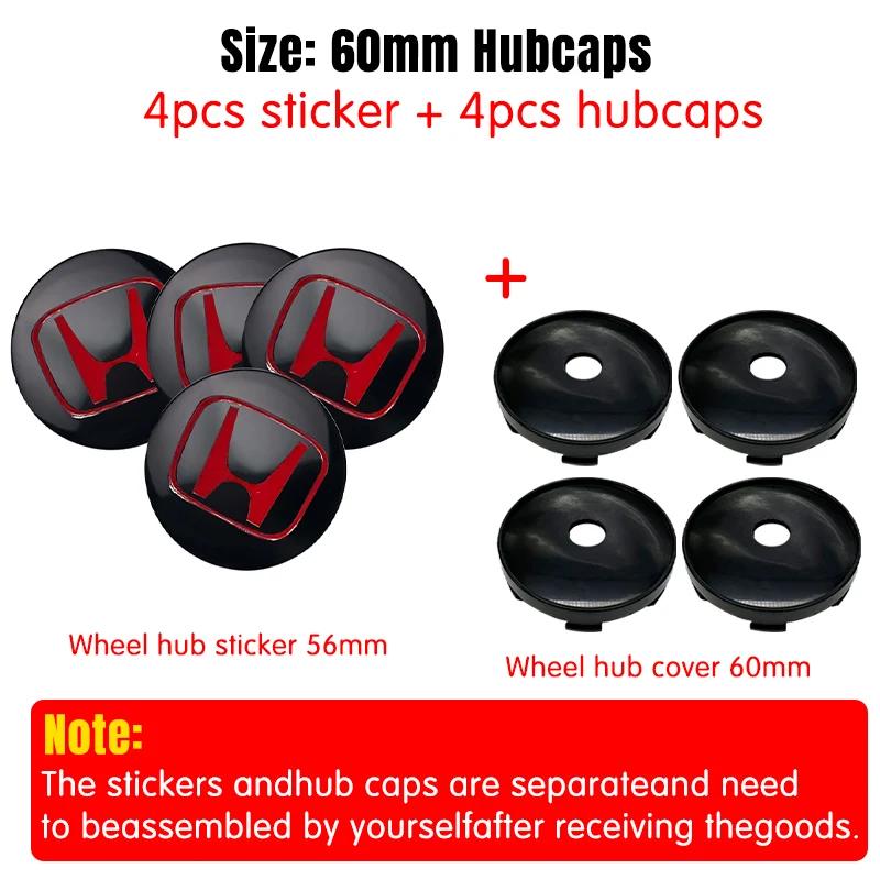 4pcs 56mm 60mm Car Wheel Center Hub Center Cap Rim Hub Dustproof Cover Emblemem For Honda Accord CRV XRV Civic Odyssey ahn256