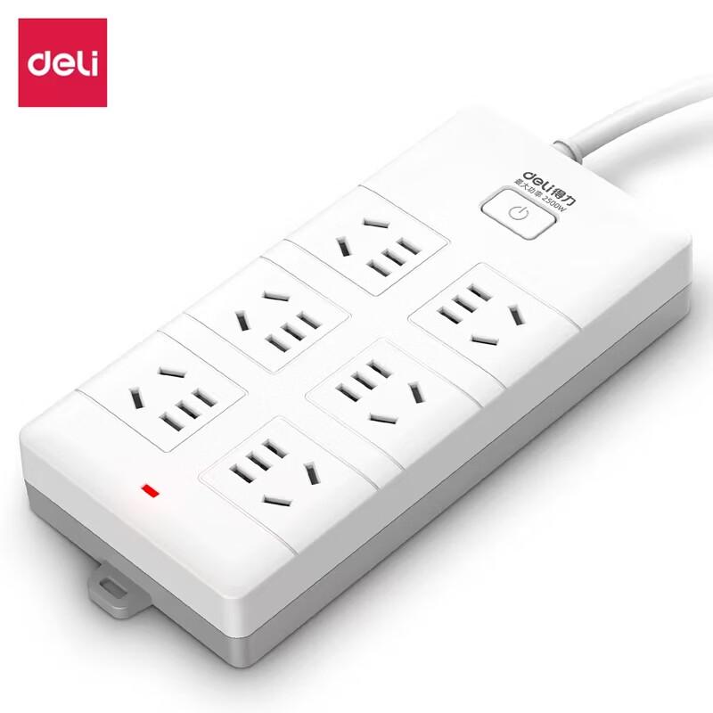 Deli 18168-03 6-Outlet Power Strip with 3m Cable and Leakage Protection CN plug (adapter included)