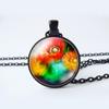 Collana con ciondolo cabochon in vetro a forma di fiore, gioielli con loto, pesca, rosa, girasole, tulipano